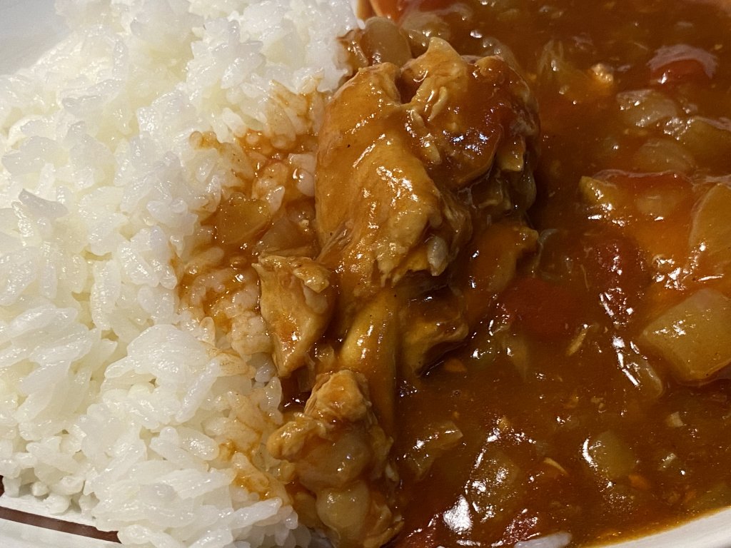 チキンと野菜のカレー（無水カレー）【ヘルシオ ホットクック KN-HW16E】 お皿アップ