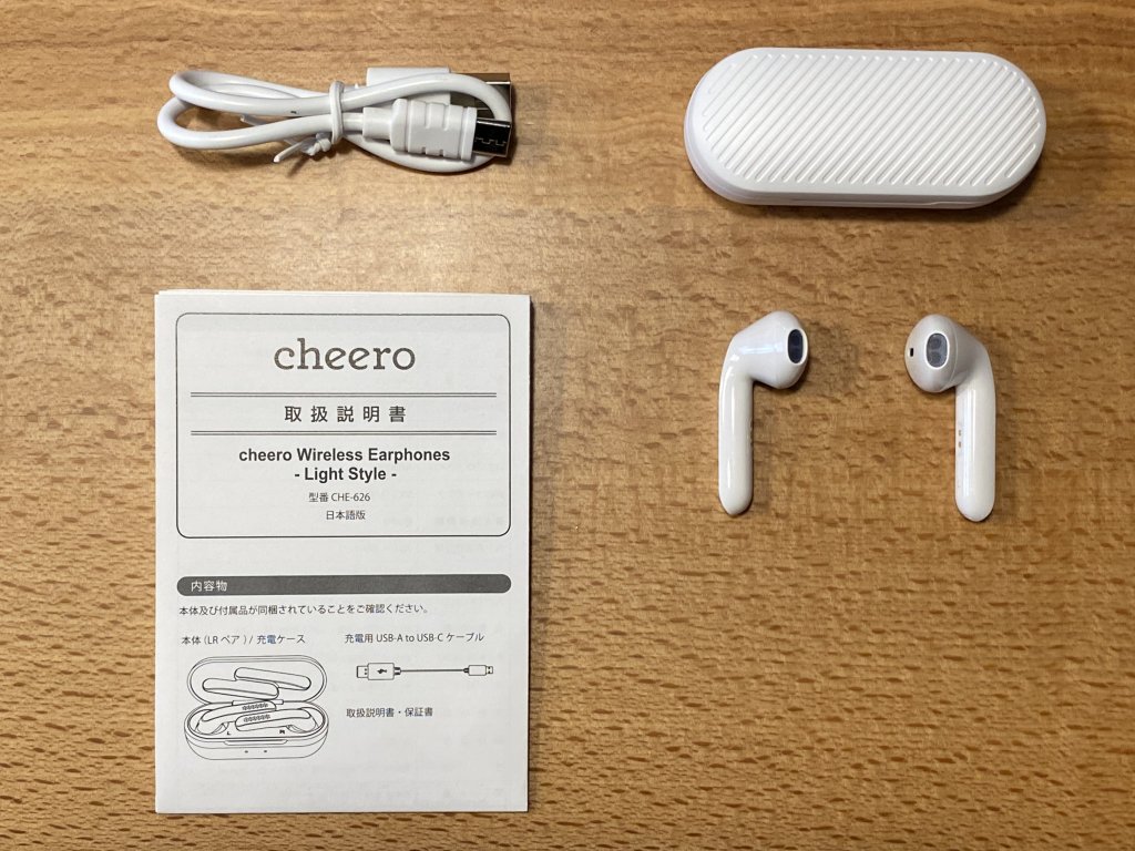 cheero Wireless Earphones Light Style 同梱物